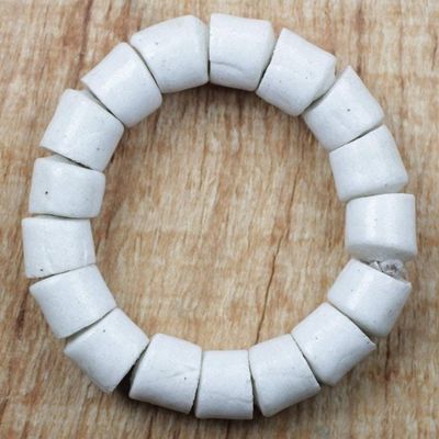 Alternate image for White Recycled Glass Beaded Stretch Bracelet from Ghana Regal Manye