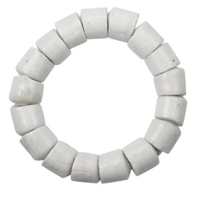 Alternate image for White Recycled Glass Beaded Stretch Bracelet from Ghana Regal Manye