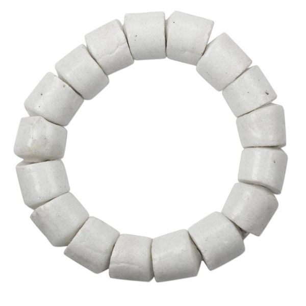 Alternate image for White Recycled Glass Beaded Stretch Bracelet from Ghana Regal Manye