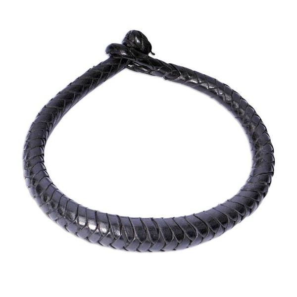Alternate image for Handcrafted Braided Leather Bracelet in Black Black Grace