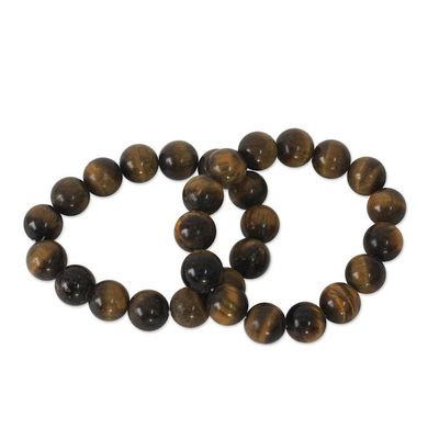 Alternate image for Tigers eye beaded stretch bracelets pair Esombo