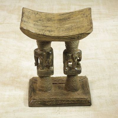 Alternate image for Decorative Cedar Wood Elephant Throne Stool from Ghana Elephant King