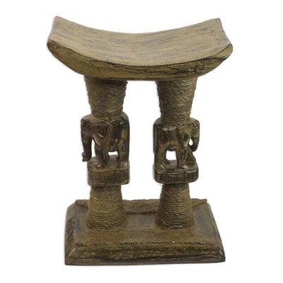 Alternate image for Decorative Cedar Wood Elephant Throne Stool from Ghana Elephant King