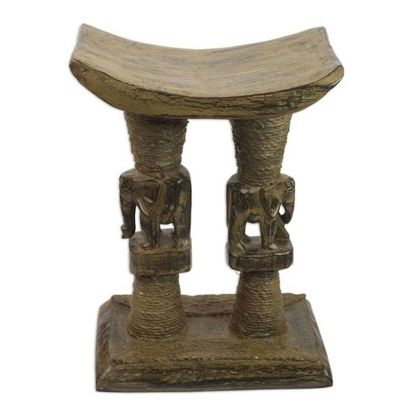 Alternate image for Decorative Cedar Wood Elephant Throne Stool from Ghana Elephant King