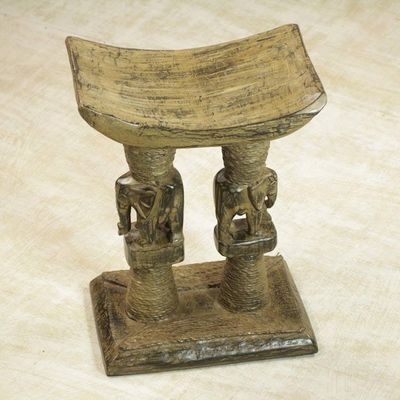Alternate image for Decorative Cedar Wood Elephant Throne Stool from Ghana Elephant King