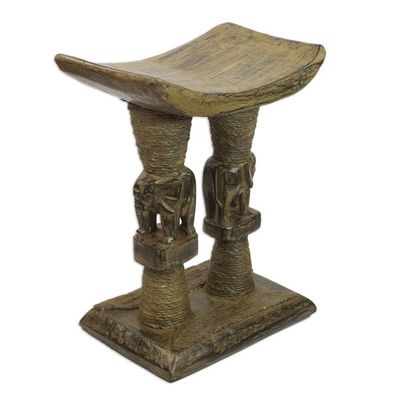 Alternate image for Decorative Cedar Wood Elephant Throne Stool from Ghana Elephant King