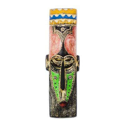 Alternate image for Sese-dua Wood and Brass and Aluminum Wall Mask from Ghana Msizi