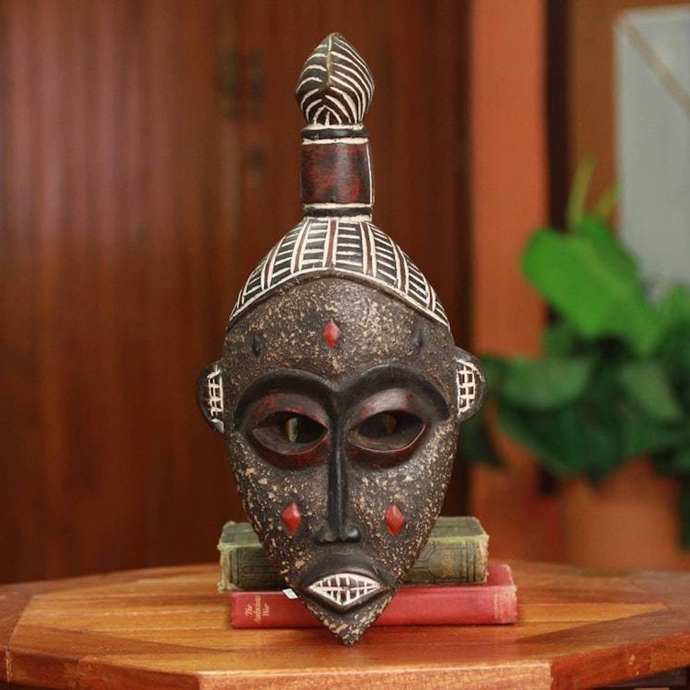 Unique African Wood Mask 'Good Luck'