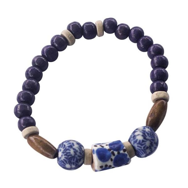 Alternate image for Blue Beaded Stretch Bracelet from Ghana Blue Gratitude