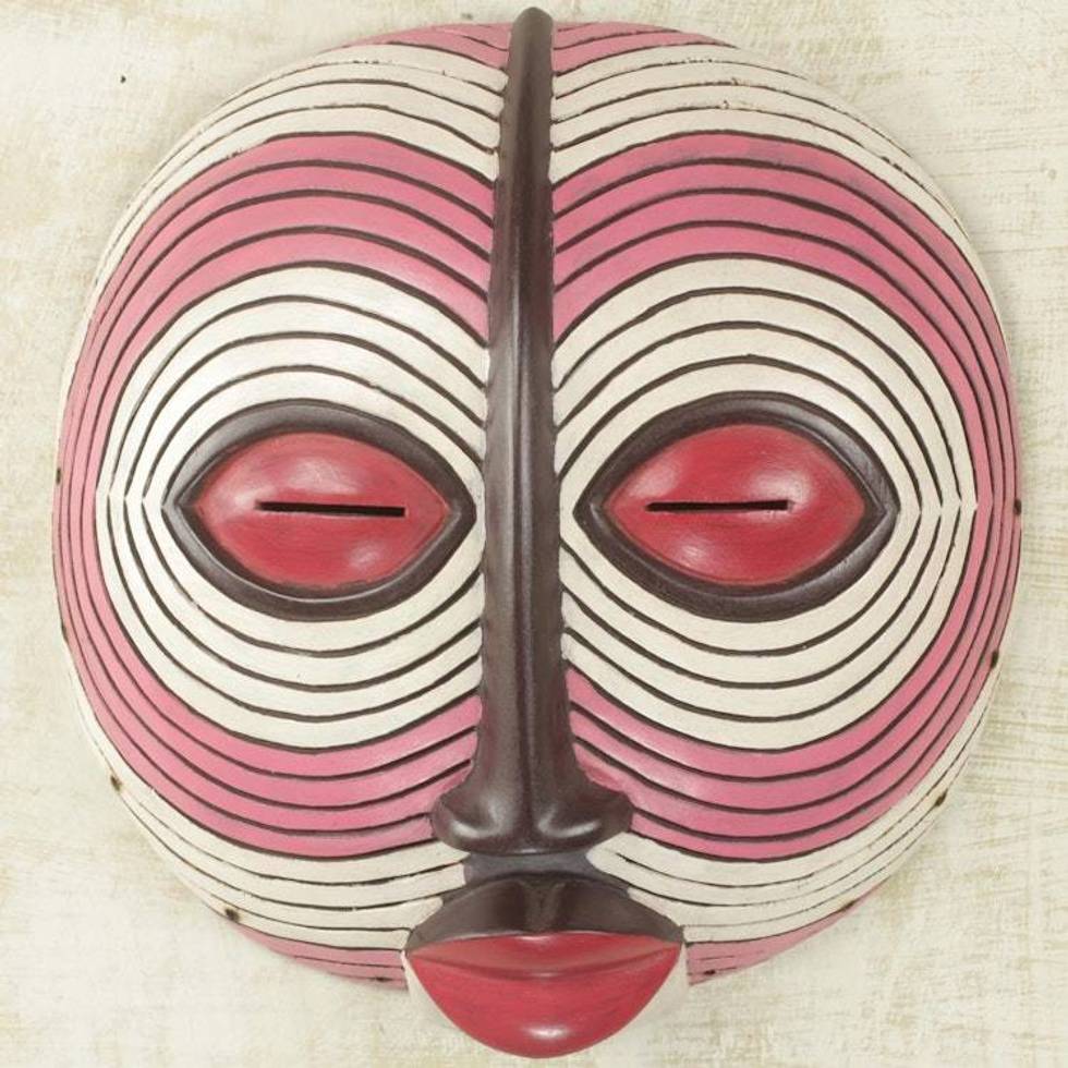 African Dance Spirit Wall Mask Artisan Crafted Wood Art 'Baluba Dance Spirit I'
