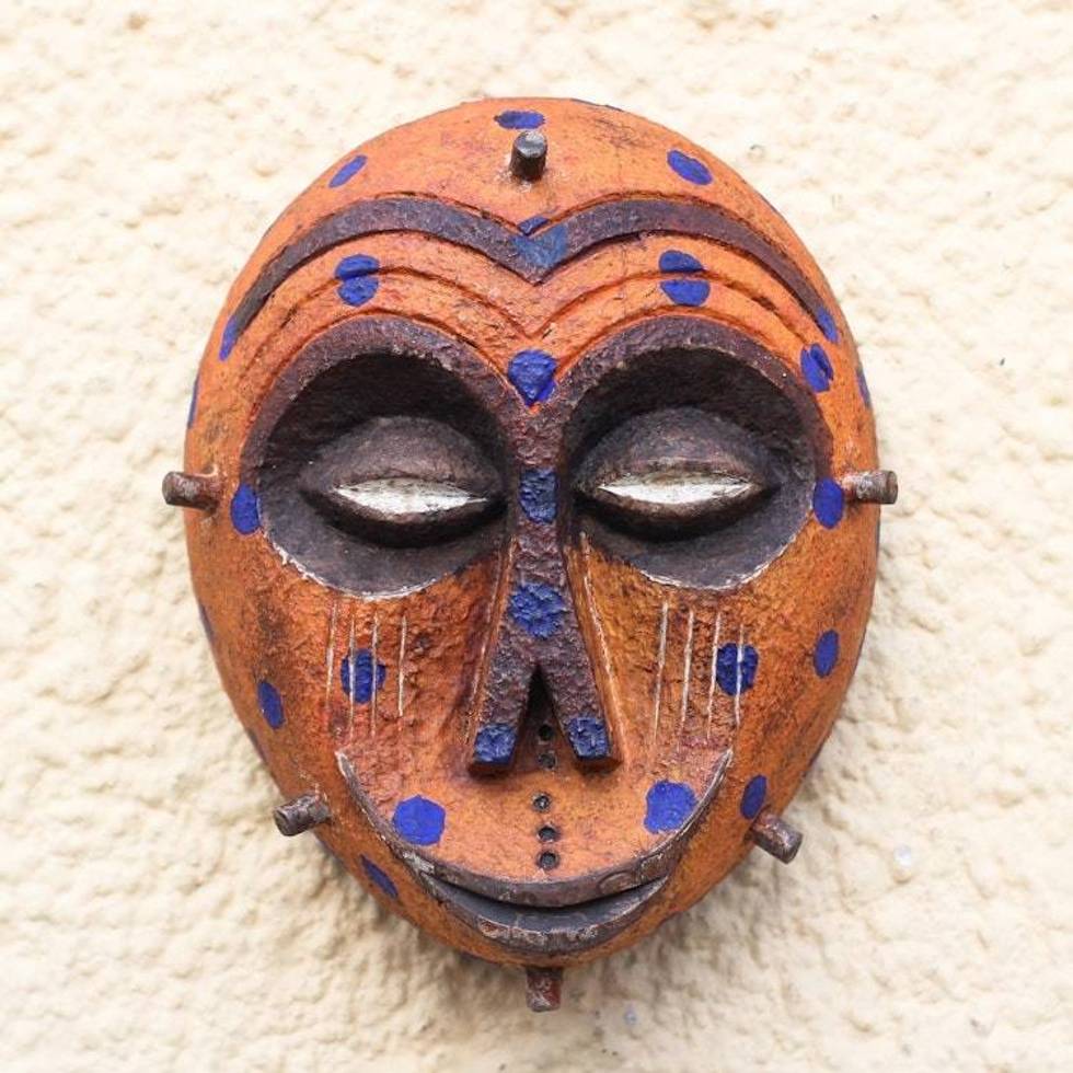 Burkina Faso-Style African Wood Mask from Ghana 'Bobo Festival'