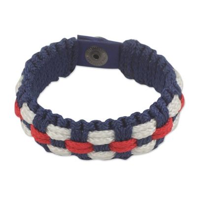 Alternate image for Hand Made Red White and Blue Mens Cord Bracelet Brilliant