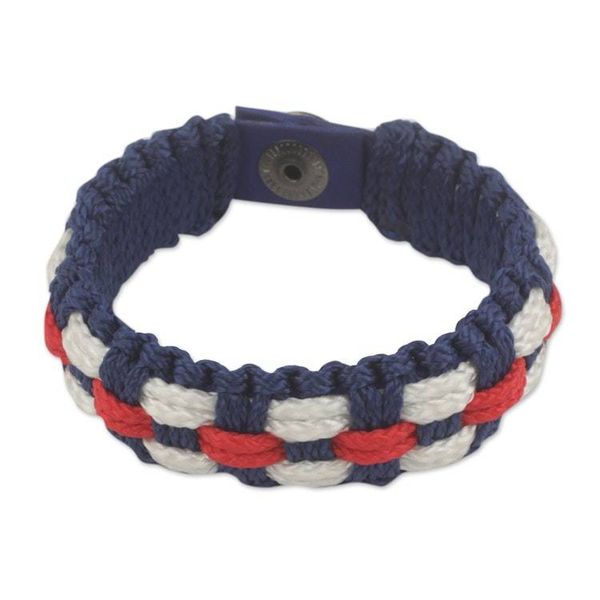 Alternate image for Hand Made Red White and Blue Mens Cord Bracelet Brilliant