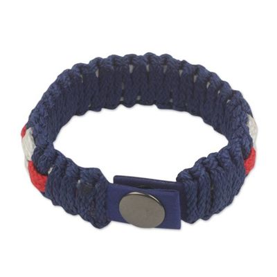 Alternate image for Hand Made Red White and Blue Mens Cord Bracelet Brilliant