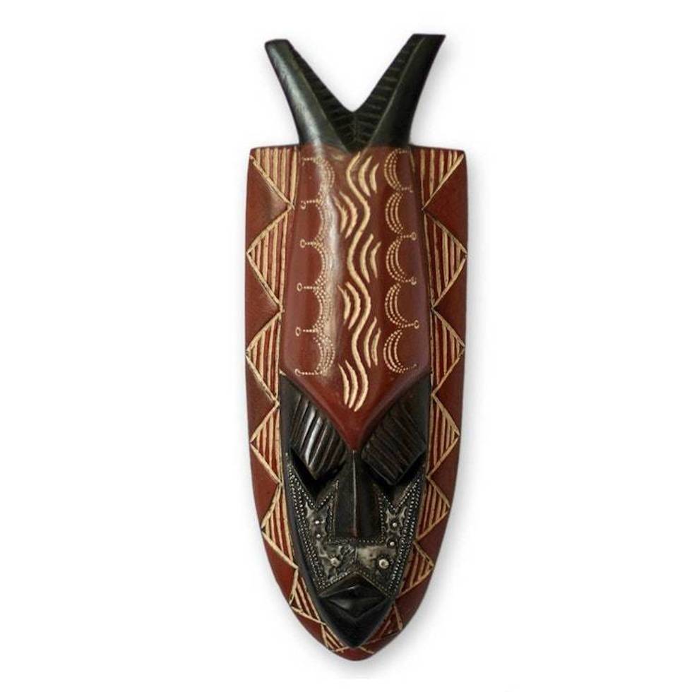 Artisan Crafted Nigerian Wood Mask from Africa 'Harvest Festival'