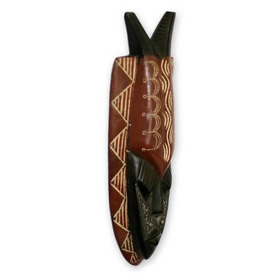 Alternate image for Artisan Crafted Nigerian Wood Mask from Africa Harvest Festival