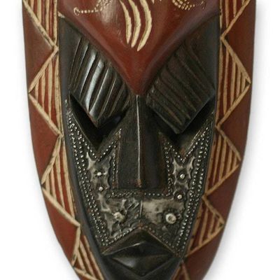 Alternate image for Artisan Crafted Nigerian Wood Mask from Africa Harvest Festival