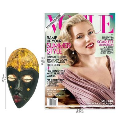 Alternate image for Hand-Carved Black and Yellow African Wood Mask from Ghana Adaoma Woman