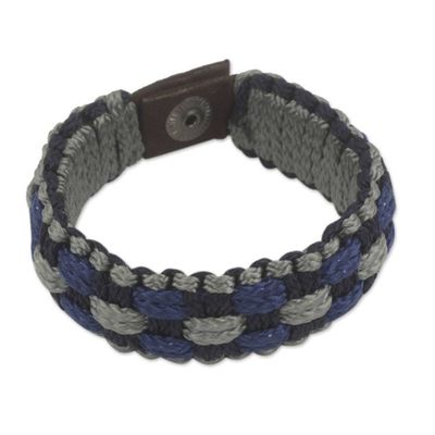 Alternate image for Blue, Gray and Black Woven Cord Bracelet for Men Flowing Spring