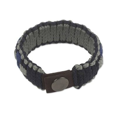 Alternate image for Blue, Gray and Black Woven Cord Bracelet for Men Flowing Spring