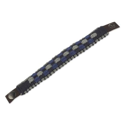 Alternate image for Blue, Gray and Black Woven Cord Bracelet for Men Flowing Spring