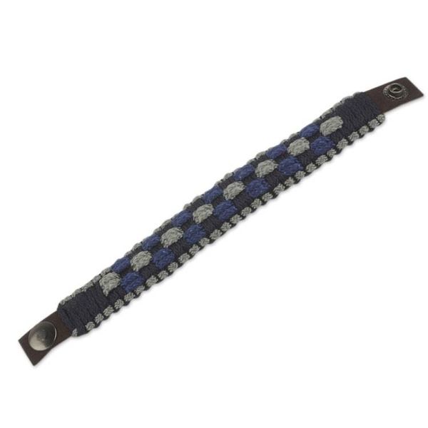 Alternate image for Blue, Gray and Black Woven Cord Bracelet for Men Flowing Spring