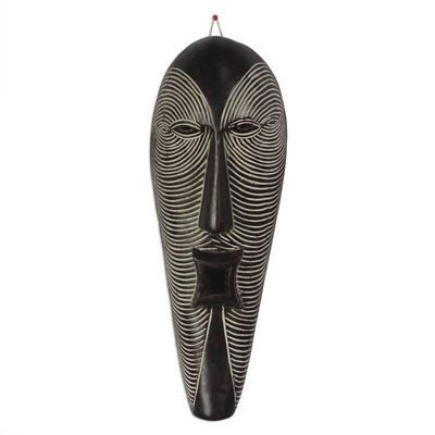 Alternate image for Hand-Carved Smiling Man Sese Wood African Wall Mask Happy Man