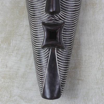 Alternate image for Hand-Carved Smiling Man Sese Wood African Wall Mask Happy Man