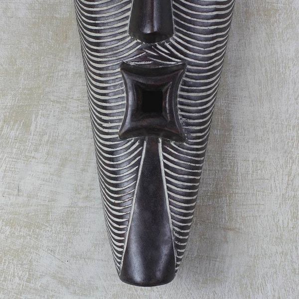 Alternate image for Hand-Carved Smiling Man Sese Wood African Wall Mask Happy Man
