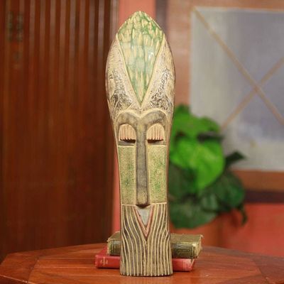 Alternate image for Handcrafted African Carved Wood Mask with Aluminum Ondatu III
