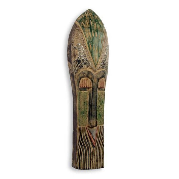 Alternate image for Handcrafted African Carved Wood Mask with Aluminum Ondatu III