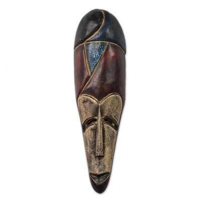 Alternate image for African Sese Wood and Aluminum Mask from Ghana Surprise Bunini