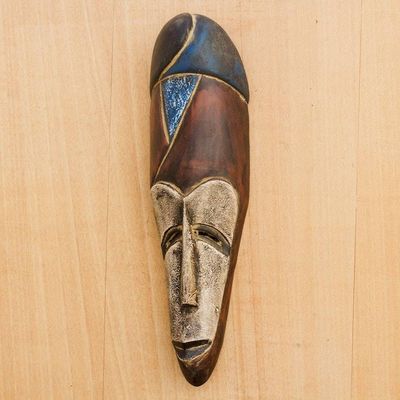 Alternate image for African Sese Wood and Aluminum Mask from Ghana Surprise Bunini
