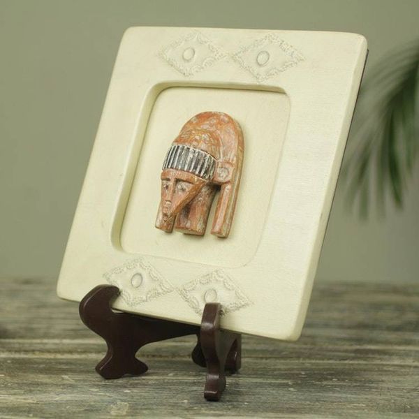 Alternate image for Pharaoh African Wood Mask Box on Stand Crafted by Hand Serene Pharaoh