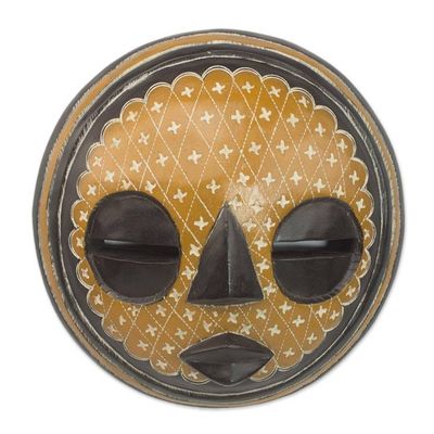 Alternate image for Handcrafted Circular African Sese Wood Mask from Ghana Nap Time