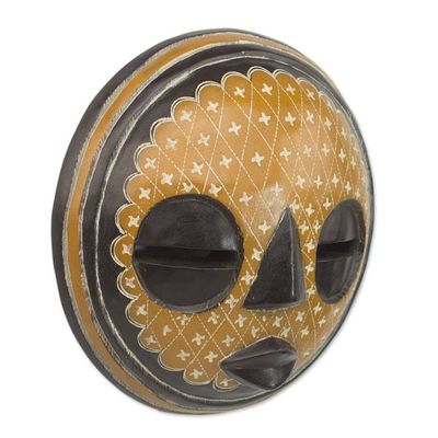 Alternate image for Handcrafted Circular African Sese Wood Mask from Ghana Nap Time
