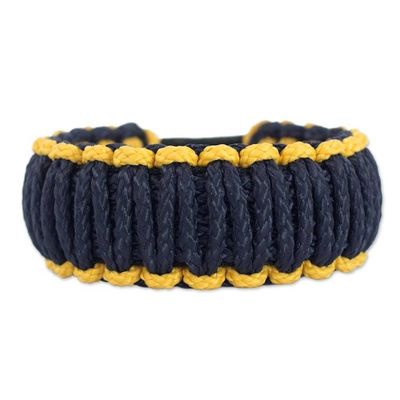 Alternate image for Mens Wristband Bracelet Amina in Gold and Navy