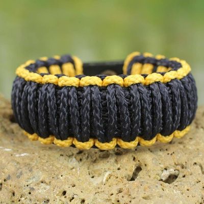 Alternate image for Mens Wristband Bracelet Amina in Gold and Navy