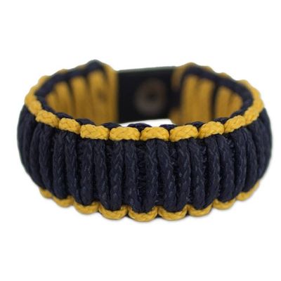 Alternate image for Mens Wristband Bracelet Amina in Gold and Navy