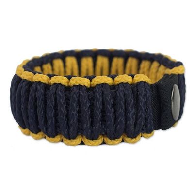 Alternate image for Mens Wristband Bracelet Amina in Gold and Navy