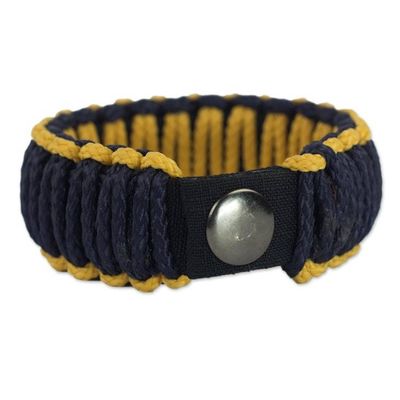Alternate image for Mens Wristband Bracelet Amina in Gold and Navy