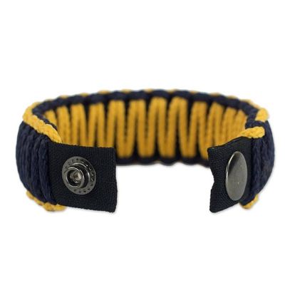 Alternate image for Mens Wristband Bracelet Amina in Gold and Navy