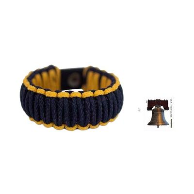 Alternate image for Mens Wristband Bracelet Amina in Gold and Navy