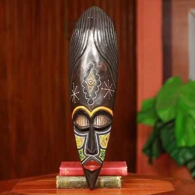 Alternate image for Artisan Crafted Beaded African Mask Ashanti Warrior Queen