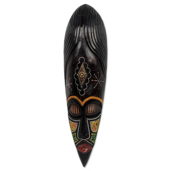 Alternate image for Artisan Crafted Beaded African Mask Ashanti Warrior Queen