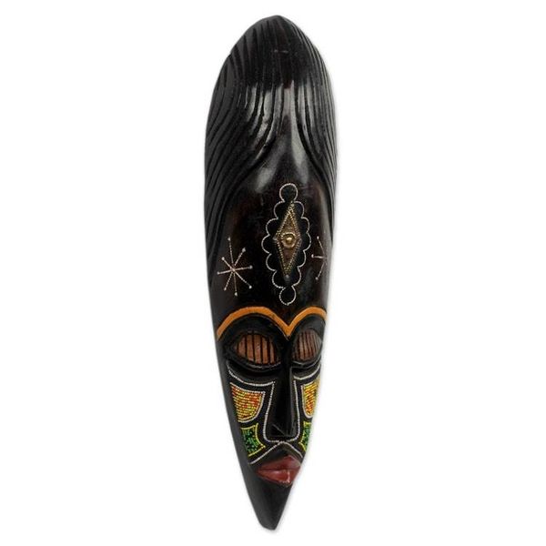 Alternate image for Artisan Crafted Beaded African Mask Ashanti Warrior Queen