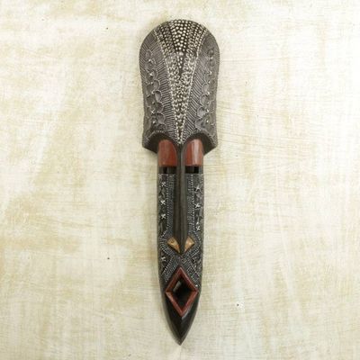 Main image for Ghanaian Sese Wood Mask with Embossed Aluminum Plating Ogyam