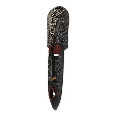 Alternate image for Ghanaian Sese Wood Mask with Embossed Aluminum Plating Ogyam