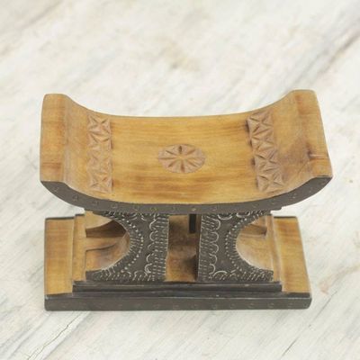 Alternate image for Sese Wood and Aluminum Mini Decorative Stool African Legend in Brown