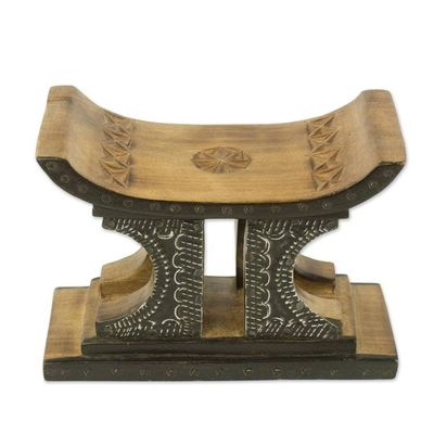 Alternate image for Sese Wood and Aluminum Mini Decorative Stool African Legend in Brown